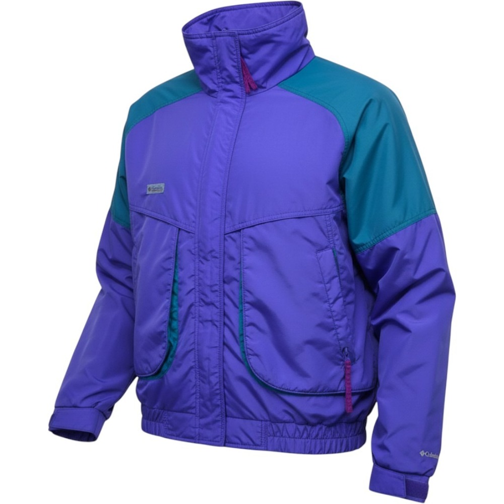 Vintage Columbia Sportswear Colorblock Jacket Purple Teal Women XL Radial Sleeve